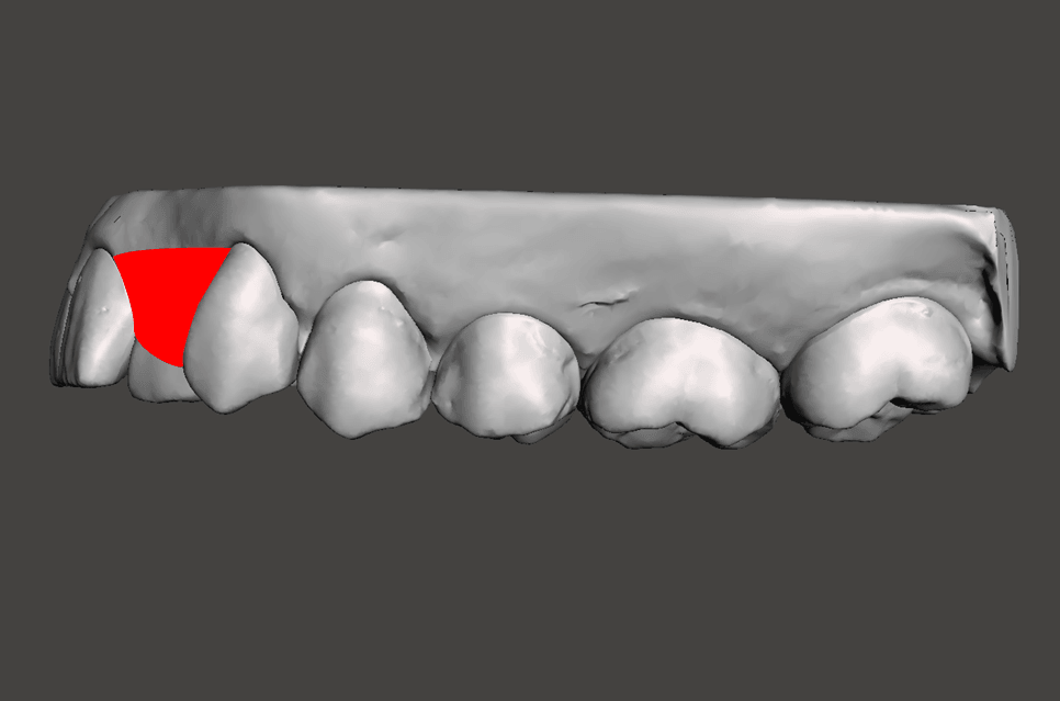 Model blocked out on a sharp edge