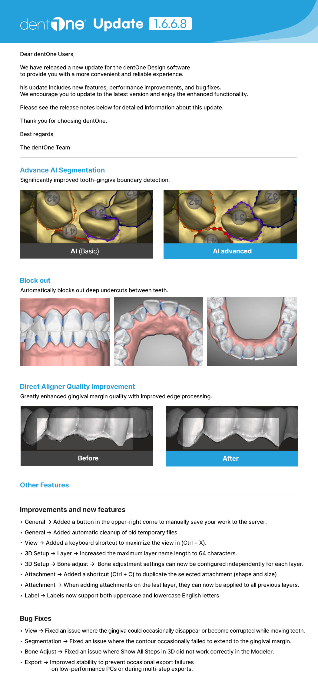 dentOne 1.6.6.8 update notes